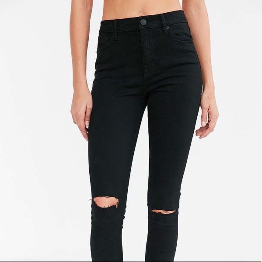 UO BDG Twig Ripped High Waist Black Jeans 27 - Picture 5 of 6